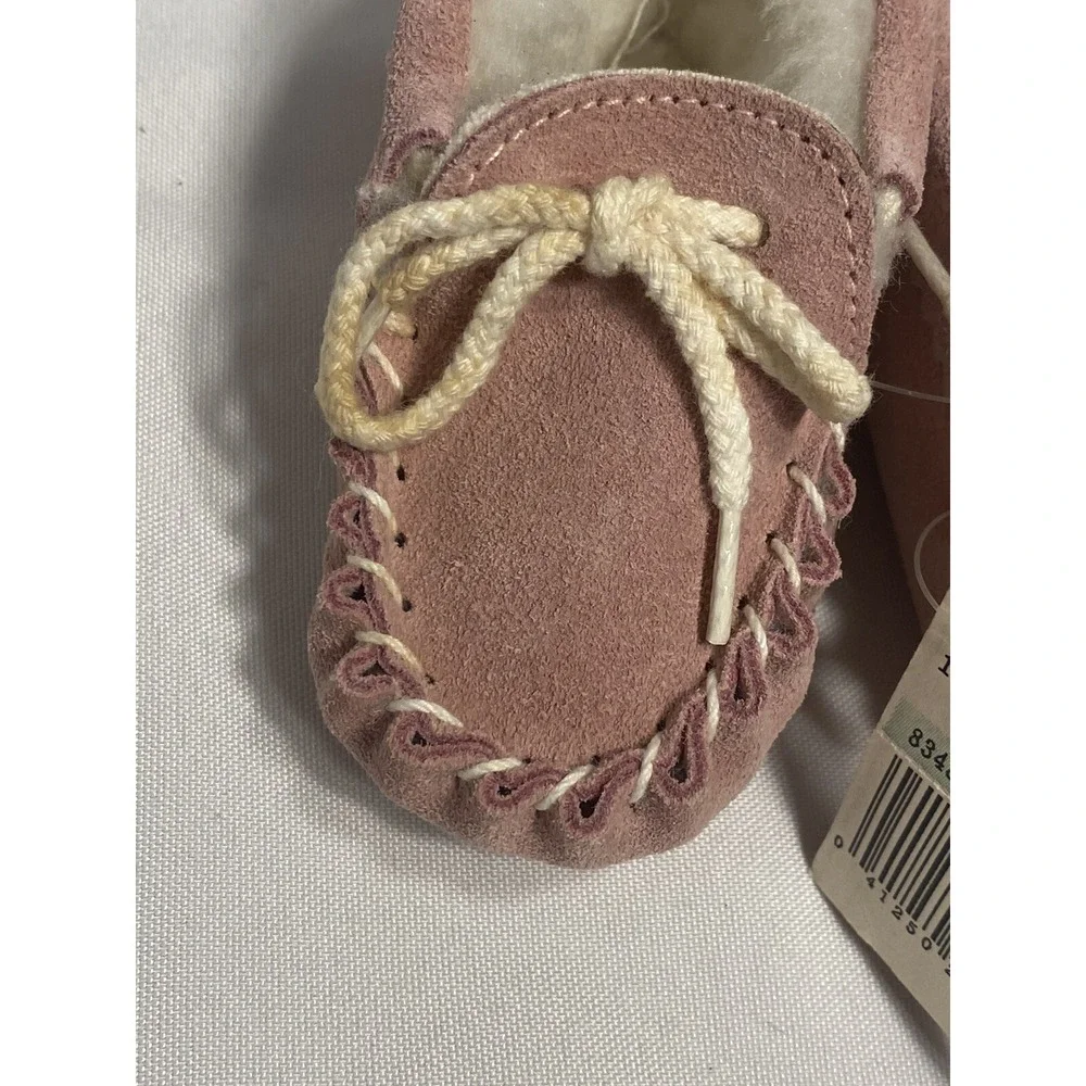 VINTAGE baby girls pink suede moccasins shoes‎ size 2